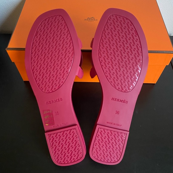 NIB Hermès Aloha Rubber Sandals Red Rose Baie size 36 - Picture 7 of 8